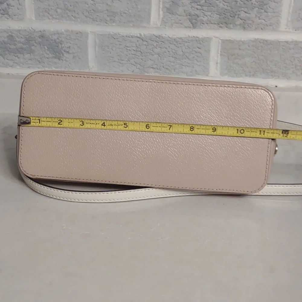 Kate Spade 100% Cow Leather Grove Street Carli Pink Cream White Satchel Handbag